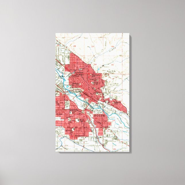 Lienzo Mapa de época de Boise Idaho (1954) (Anverso)
