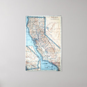 Lienzo Mapa de época de California (1921)
