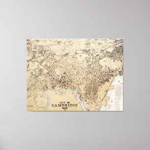 Lienzo Mapa de época de Cambridge Massachusetts (1877)