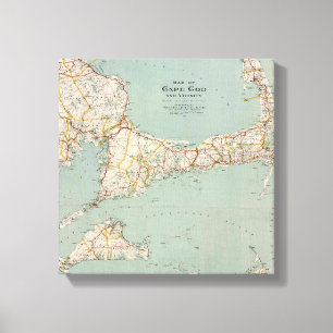 Lienzo Mapa de época de Cape Cod, Massachusetts