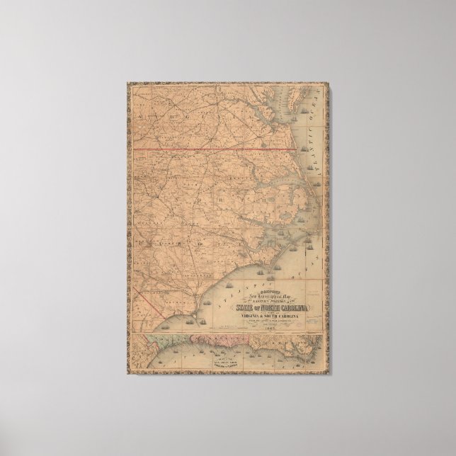 Lienzo Mapa de época de Carolina del Este (1862) 2 (Anverso)