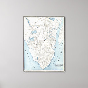 Lienzo Mapa de época de Charleston Carolina del Sur (1898