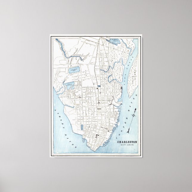 Lienzo Mapa de época de Charleston Carolina del Sur (1898 (Anverso)