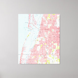 Lienzo Mapa de época de Clearwater Florida (1974)