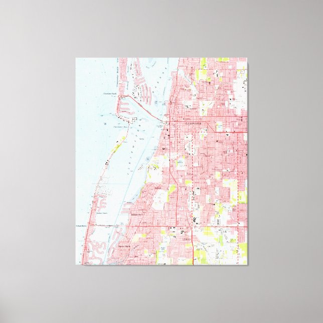 Lienzo Mapa de época de Clearwater Florida (1974) (Anverso)