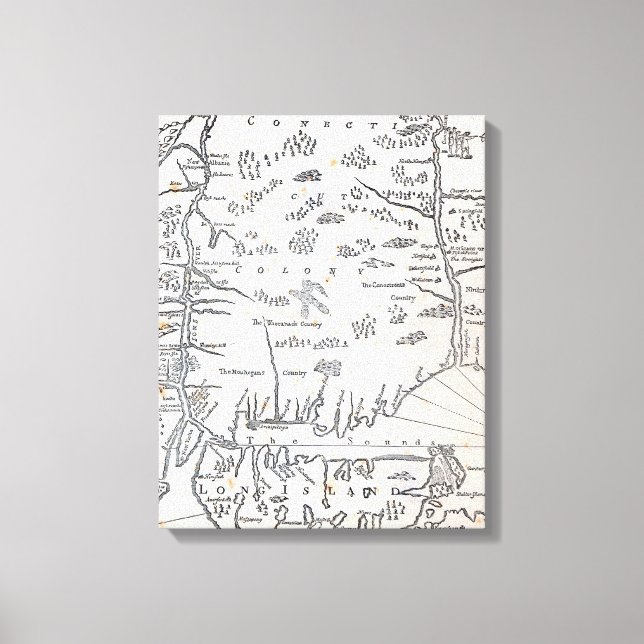 Lienzo Mapa de época de Connecticut (Anverso)