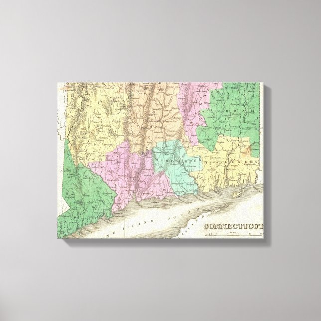 Lienzo Mapa de época de Connecticut (1827) (Anverso)
