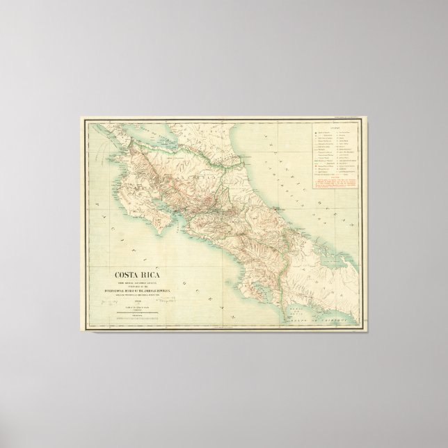 Lienzo Mapa de época de Costa Rica (1903) (Anverso)