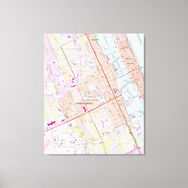 Lienzo Mapa de época de Daytona Beach Florida (1952) (Anverso)