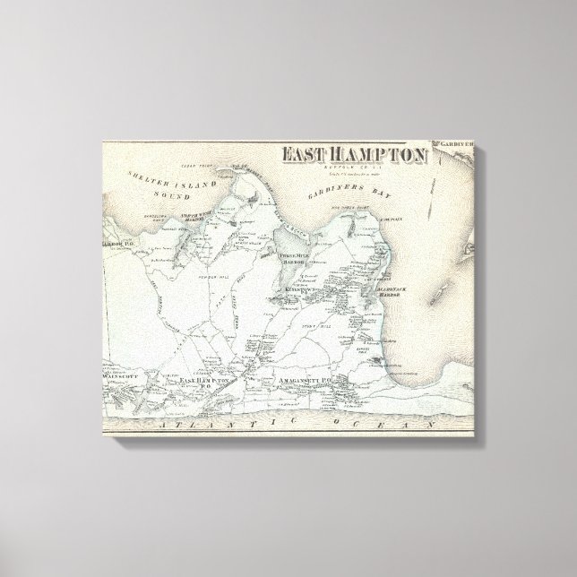 Lienzo Mapa de época de East Hampton Nueva York (1873) (Anverso)