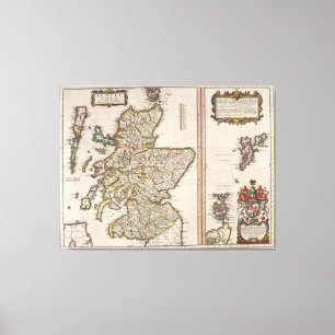 Lienzo Mapa de época de Escocia (1654)
