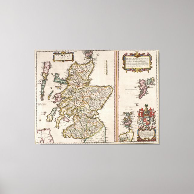 Lienzo Mapa de época de Escocia (1654) (Anverso)