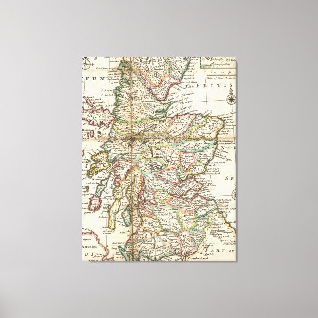 Lienzo Mapa de época de Escocia (1718) (Anverso)