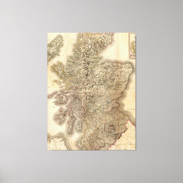 Lienzo Mapa de época de Escocia (1801) (Anverso)