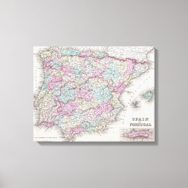 Lienzo Mapa de época de España (1855) (Anverso)