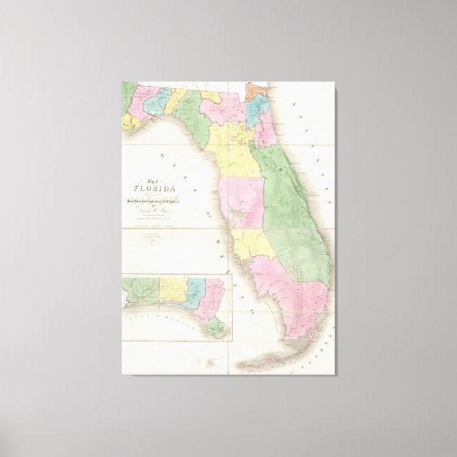 Lienzo Mapa de época de Florida (1839) (Anverso)