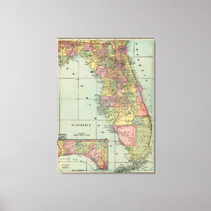 Lienzo Mapa de época de Florida (1909)