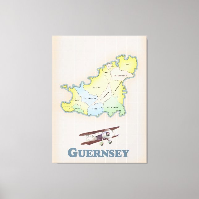 Lienzo Mapa de época de Guernsey (Anverso)