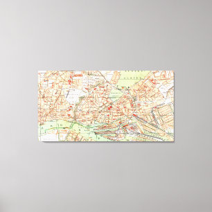 Lienzo Mapa de época de Hamburgo Alemania (1890)