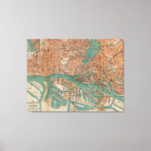 Lienzo Mapa de época de Hamburgo Alemania (1910) 2