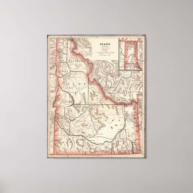 Lienzo Mapa de época de Idaho (1883) (Anverso)