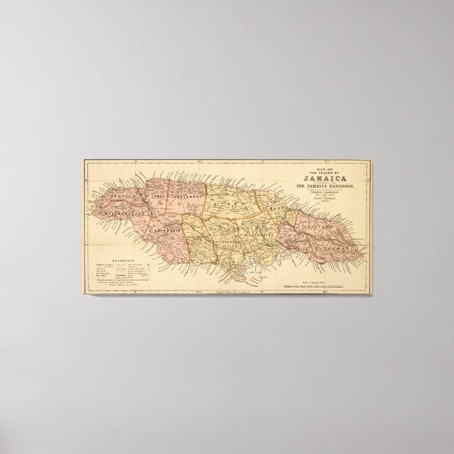 Lienzo Mapa de época de Jamaica (1893) (Anverso)