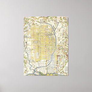 Lienzo Mapa de época de Kioto Japón (1696)