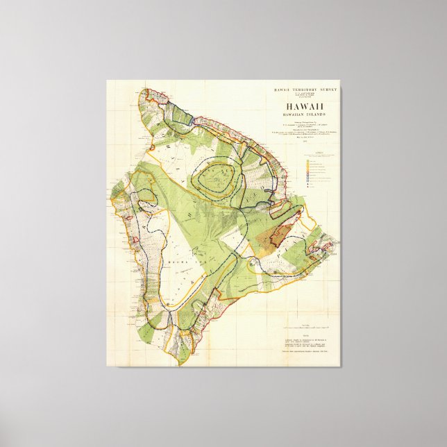 Lienzo Mapa de época de la isla de Hawaii (1906) (Anverso)