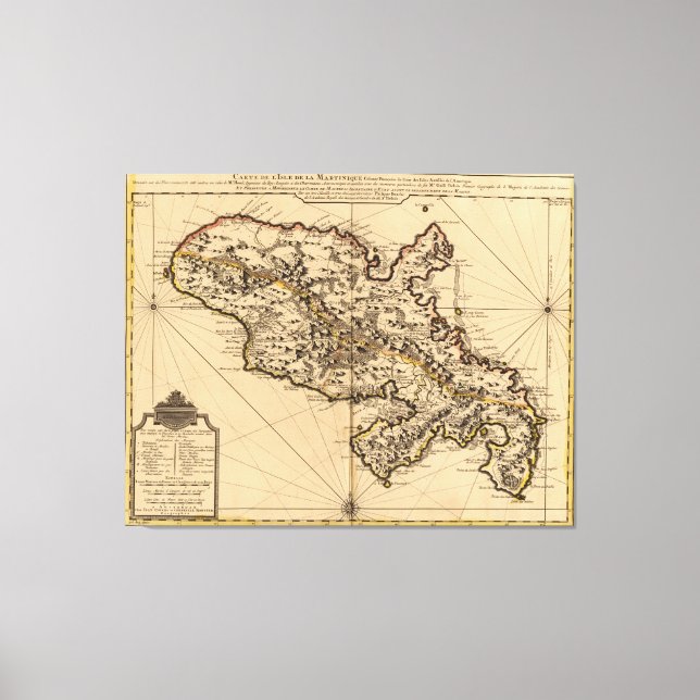 Lienzo Mapa de época de la isla de Martinica (1742) 2 (Anverso)