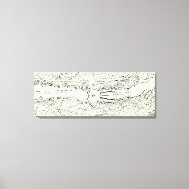 Lienzo Mapa de época de la presa Hoover (1930) (Anverso)