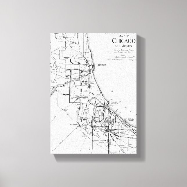 Lienzo Mapa de época de la Red Ferroviaria de Chicago (19 (Anverso)