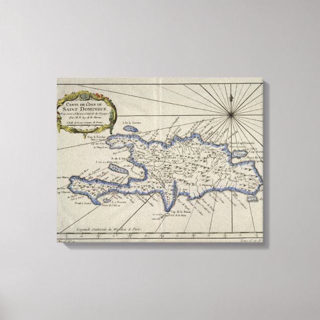 Lienzo Mapa de época de la República Dominicana (1750) (Anverso)