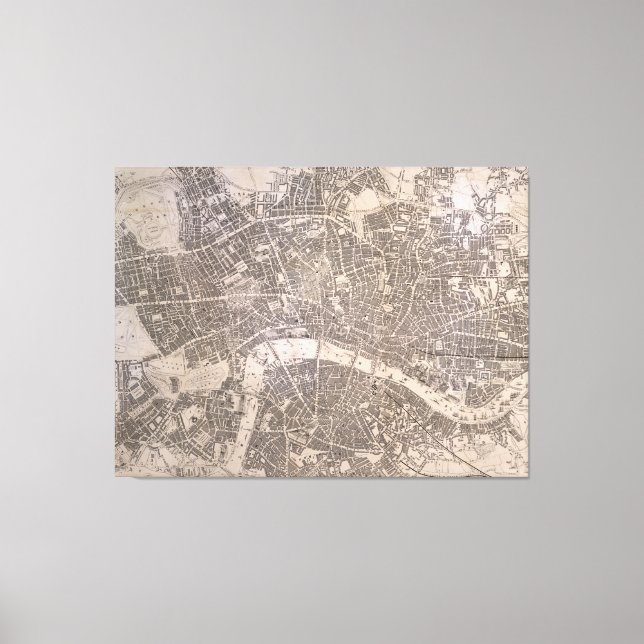 Lienzo Mapa de época de Londres Inglaterra (1845) (Anverso)