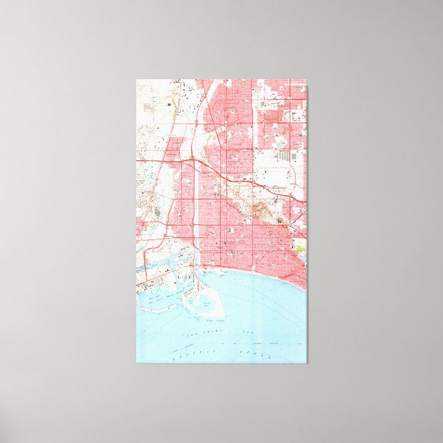 Lienzo Mapa de época de Long Beach California (1964) 2 (Anverso)