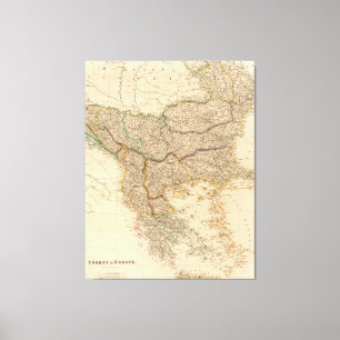 Lienzo Mapa de época de los Balcanes (1832)