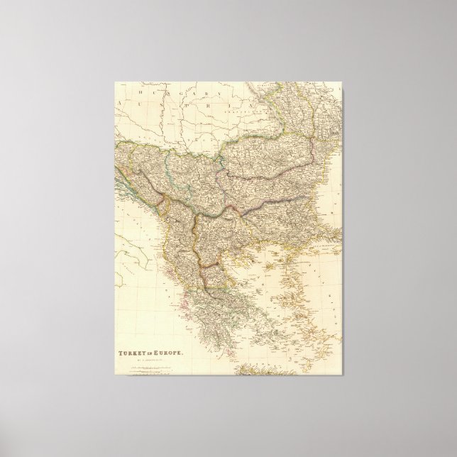 Lienzo Mapa de época de los Balcanes (1832) (Anverso)