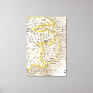 Lienzo Mapa de época de los bancos exteriores (1818)