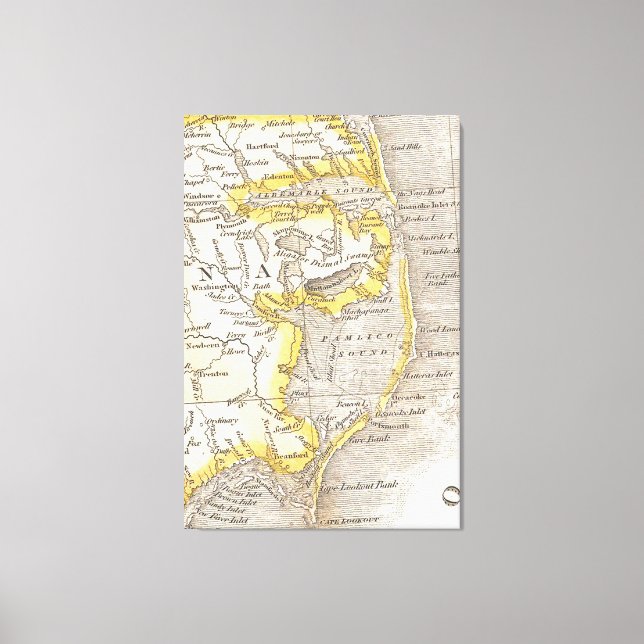 Lienzo Mapa de época de los bancos exteriores (1818) (Anverso)