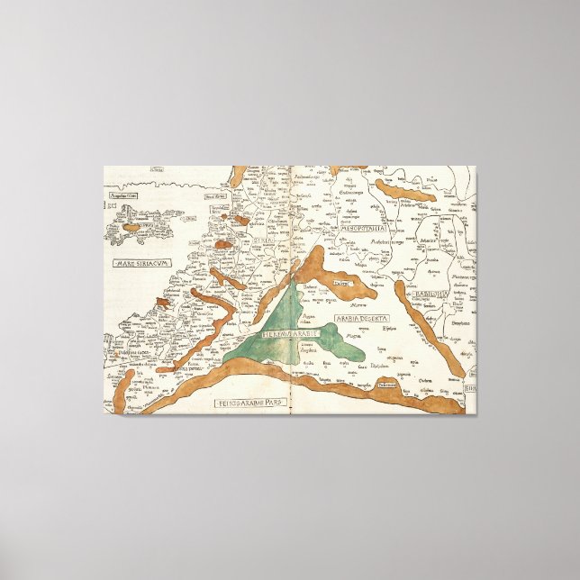 Lienzo Mapa de época de Mesopotamia (1482) (Anverso)