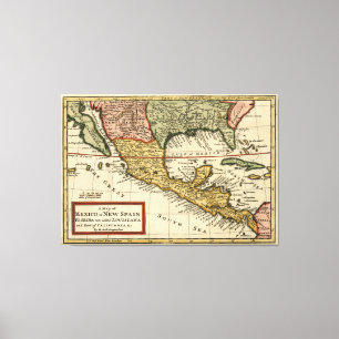 Lienzo Mapa de época de México (1708)