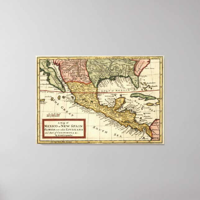 Lienzo Mapa de época de México (1708) (Anverso)
