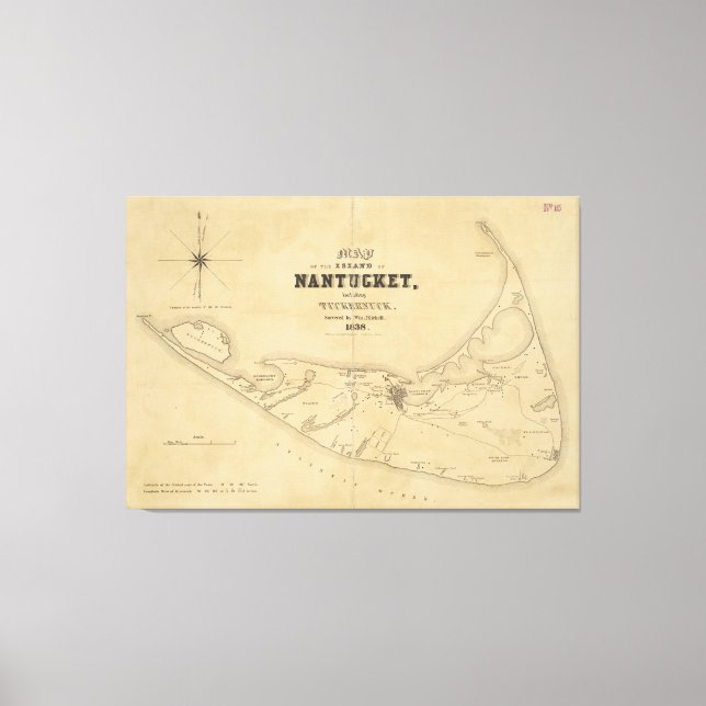 Lienzo Mapa de época de Nantucket (1838) (Anverso)