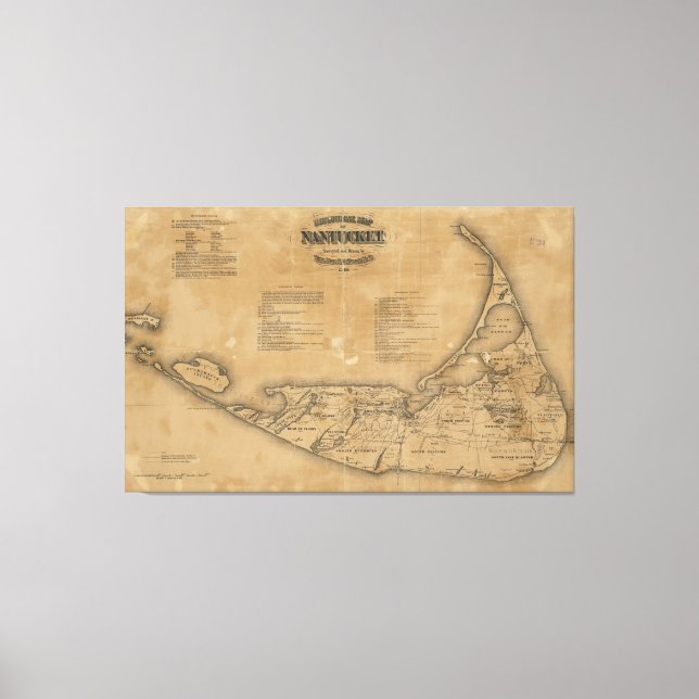 Lienzo Mapa de época de Nantucket (1869) (Anverso)