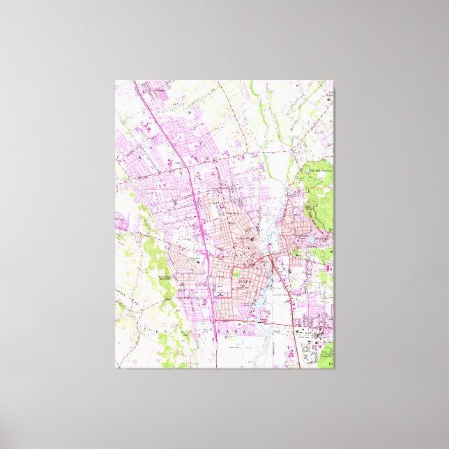 Lienzo Mapa de época de Napa California (1951) (Anverso)