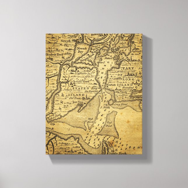 Lienzo Mapa de época de Nueva York (Anverso)