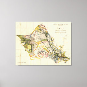 Lienzo Mapa de época de Oahu Hawaii (1906)