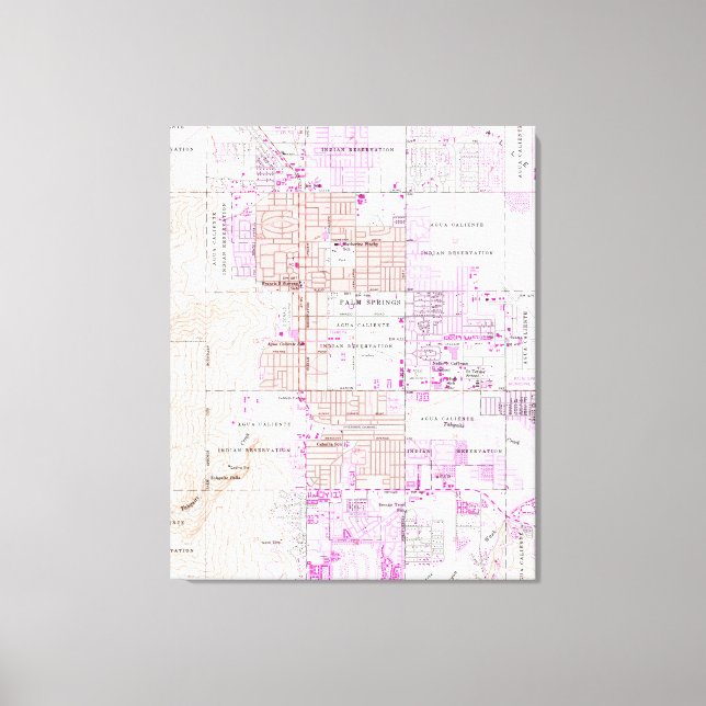 Lienzo Mapa de época de Palm Springs California (1957) 2 (Anverso)