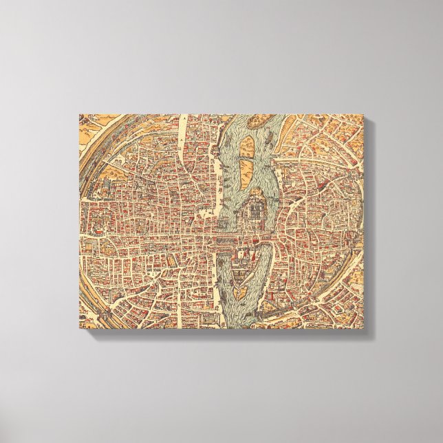 Lienzo Mapa de época de París (1575) (Anverso)