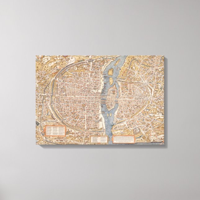 Lienzo Mapa de época de París Francia (Anverso)
