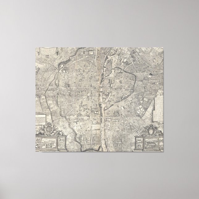 Lienzo Mapa de época de París Francia (1652) (Anverso)